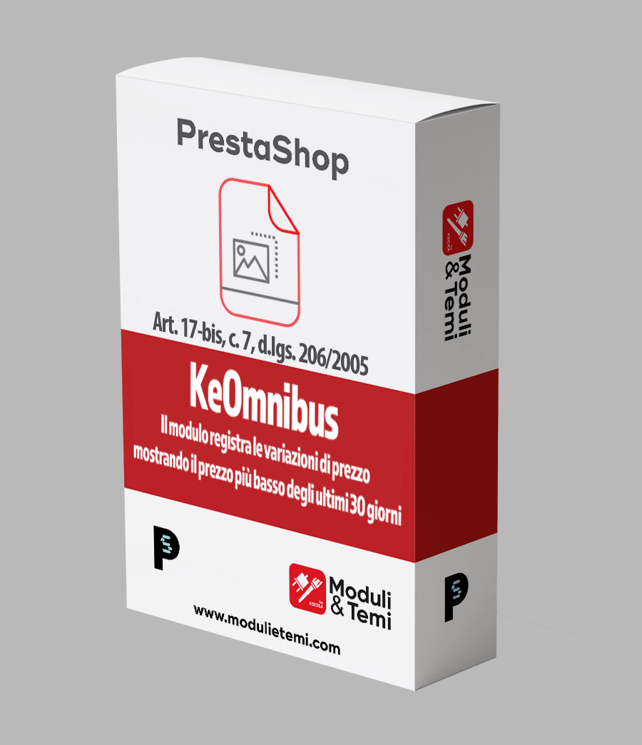 Confezione modulo KeOmnibus — Omnibus PrestaShop Art. 17-bis